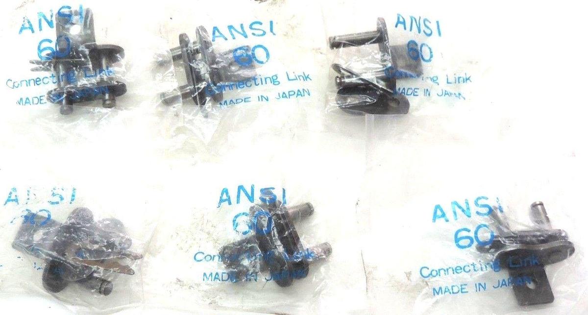 LOT OF 6 NEW HITACHI ANSI-60 CONNECTING LINKS, NICKEL PLATED, ANSI60