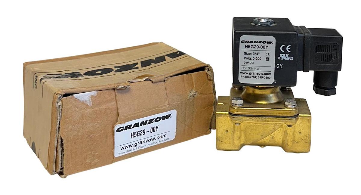 Used GRANZOW H5G29-00Y / H5G2900Y SOLENOID VALVE 3/4'' 0-200PSIG 24VDC 14W COIL NSMP