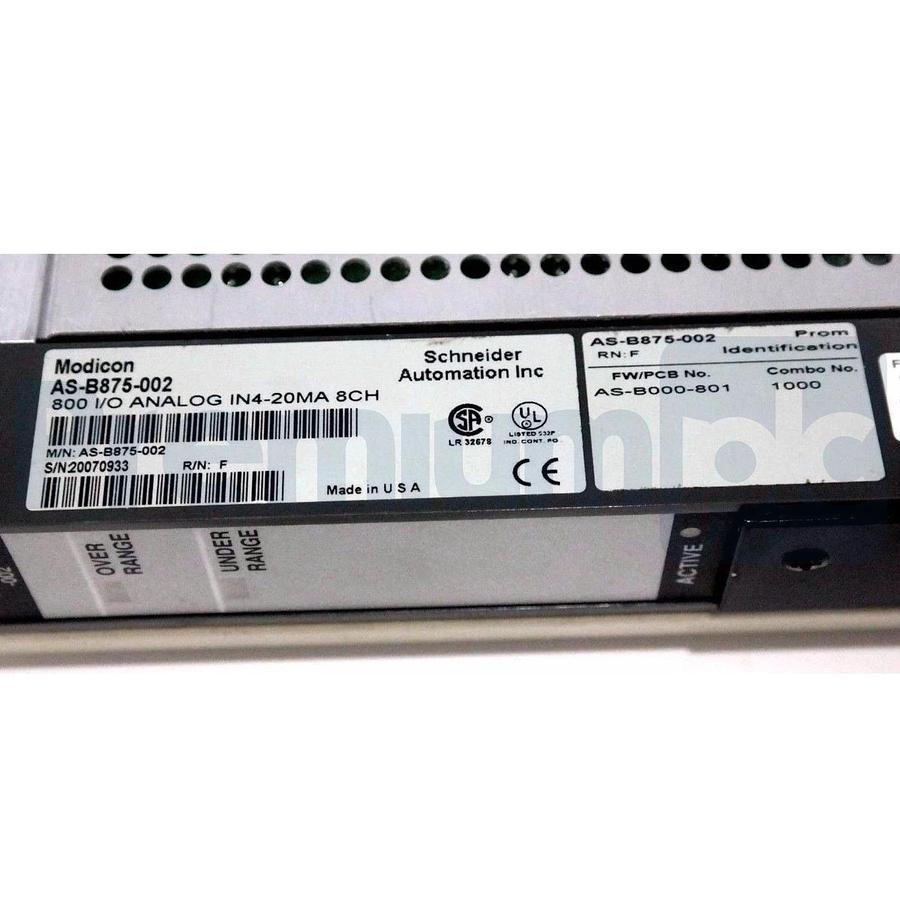 Used Modicon AS-B875-002 800 I/O Analog Input Module 8-CH 4-20mA w/ AS-B000-801 PROM