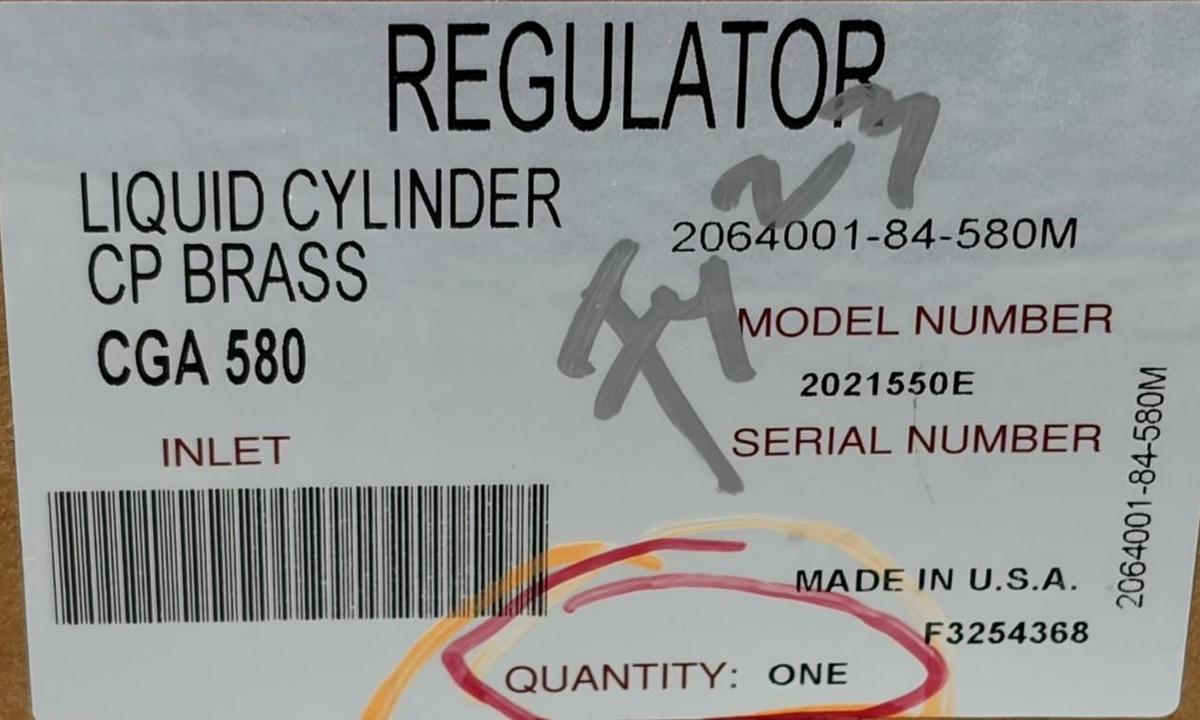 Used CONCOA 2064001-84-580M Gas Regulator CGA 580 Liquid Cylinder Brass New