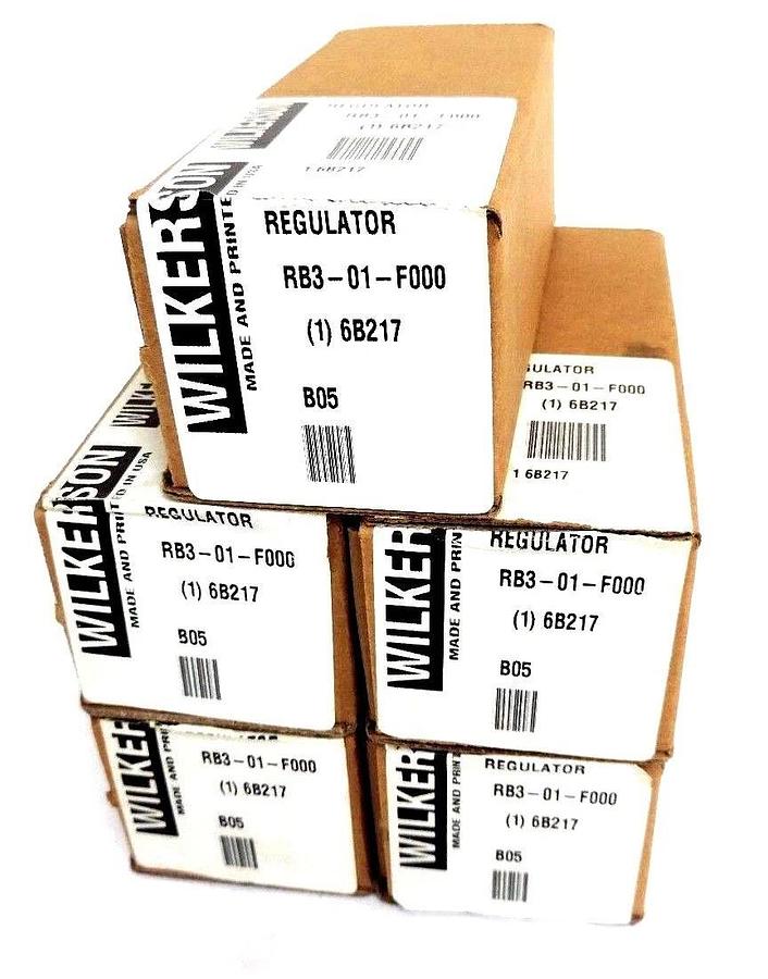Used LOT OF 5 NIB WILKERSON 6B217 REGULATORS 2-125PSI, RB3-01-F000, 1/8''