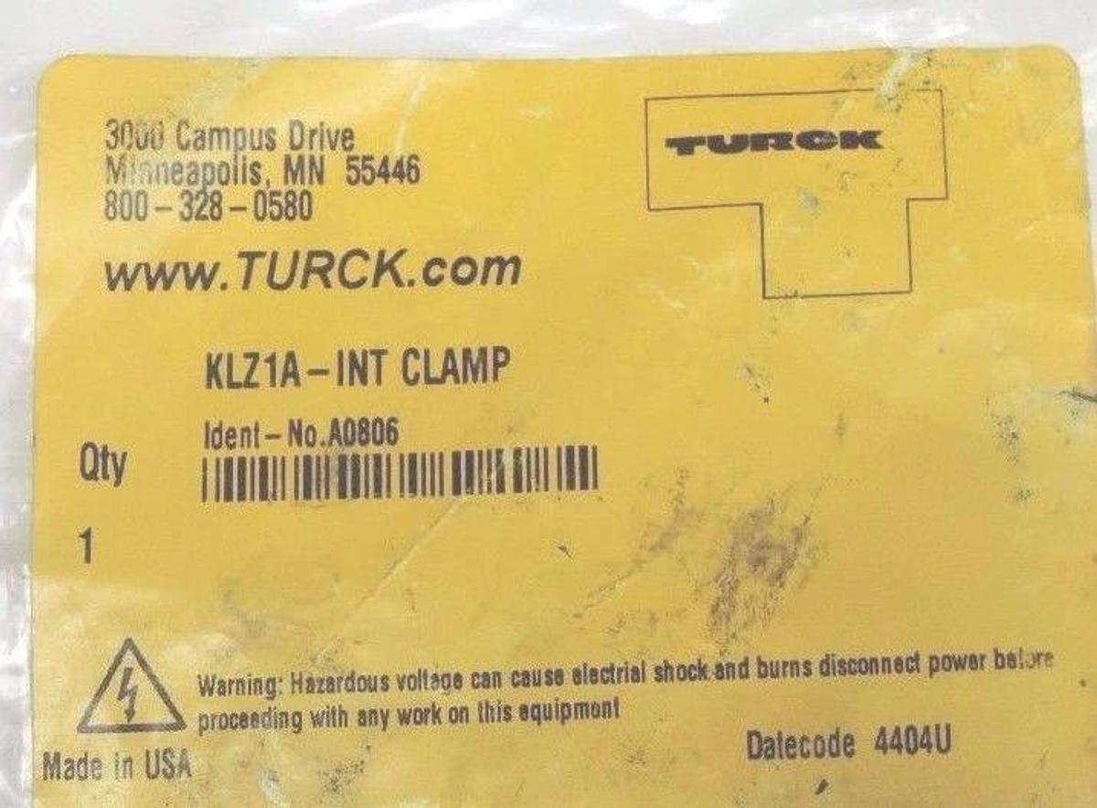 Used LOT OF 2 NIB TURCK KLZ4-INT CLAMPS IDENT. NO. A0806 KLZ4INT