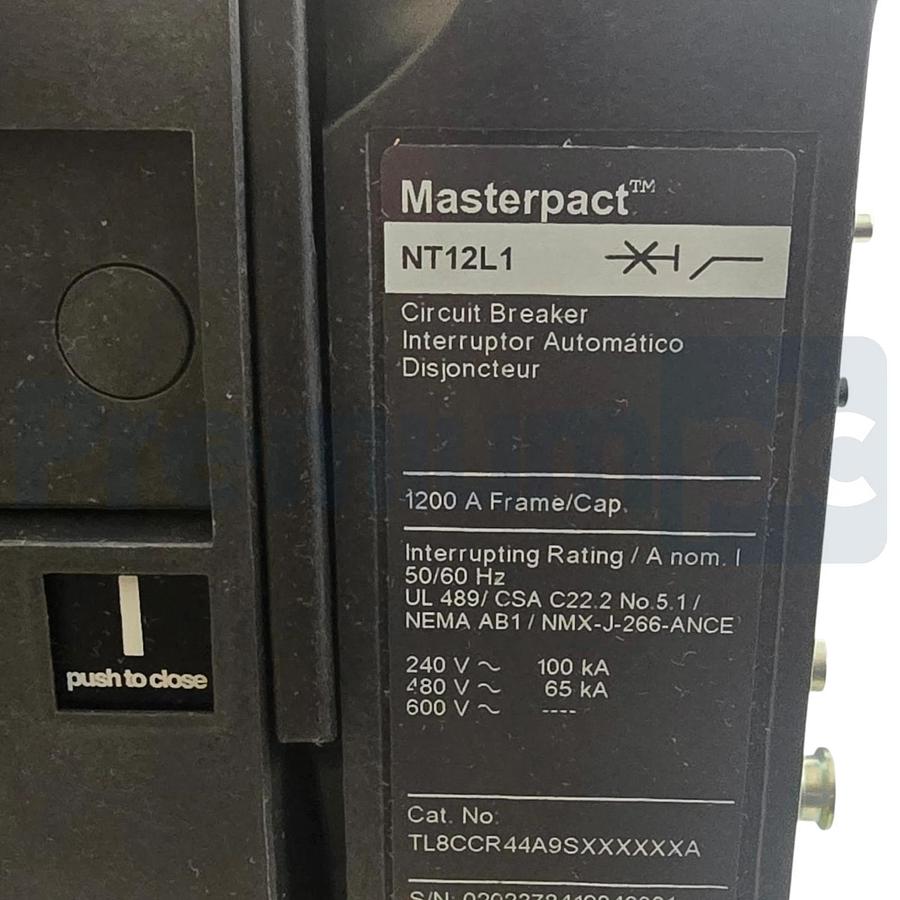 Square D TL8CCR44A9SXXXXXA Masterpact NT Circuit Breaker NT12L1 1200A 3P 480V