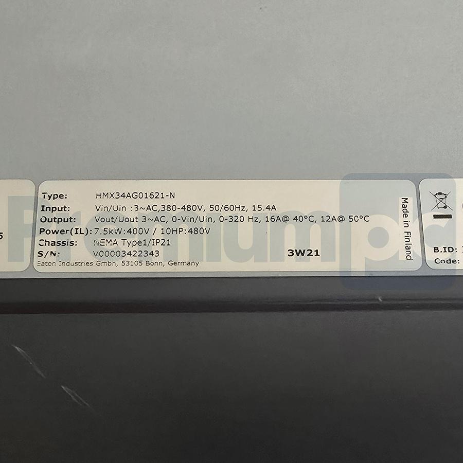 Used Eaton HMX34AG01621-N H-Max AC VFD Variable Frequency Drive 3Ph 480V 10HP USPI