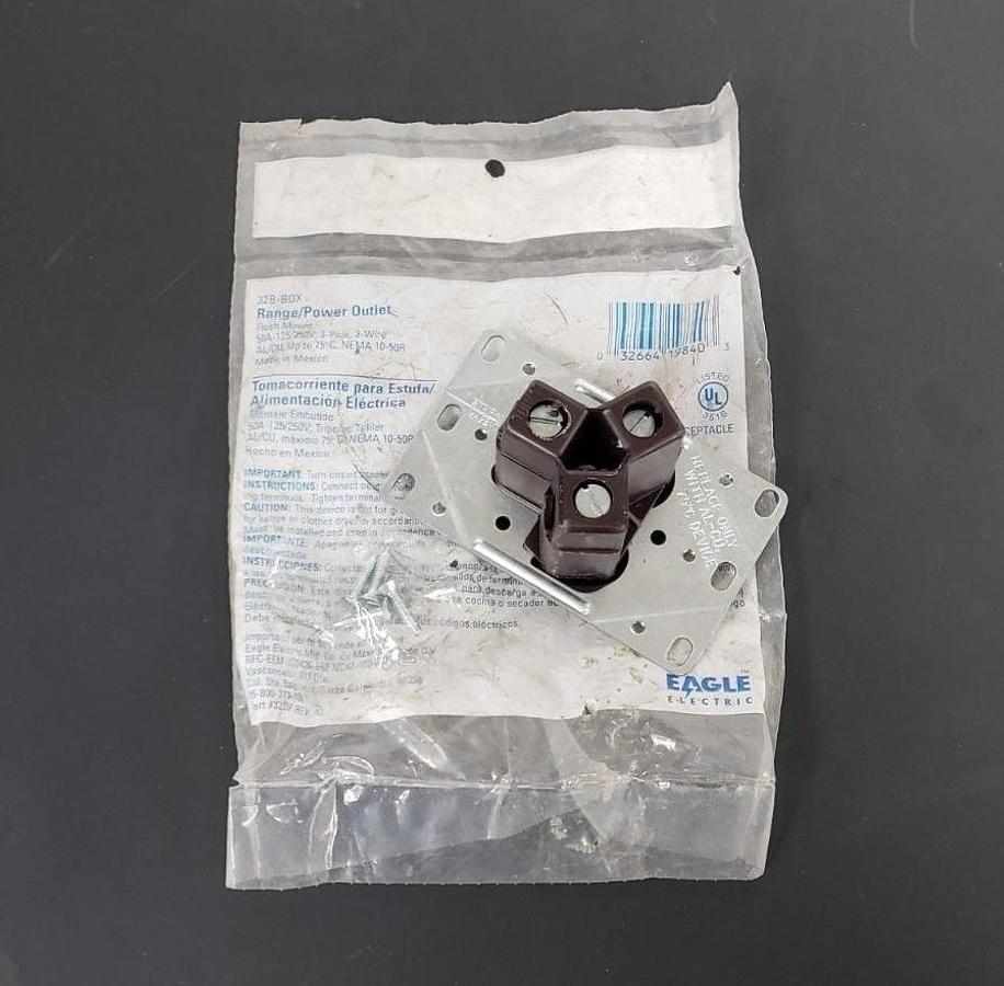Used NEW IN BAG EAGLE ELECTRIC 32B-BOX RANGE/POWER OUTLET 50A-125/250V; 3-POLE 3 WIRE