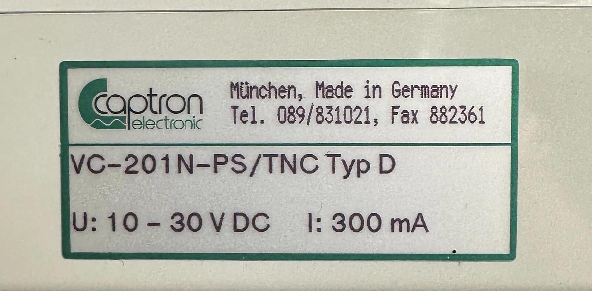 NEW CAPTRON ELECTRONIC VC-201N-PS/TNC / VC201NPSTNC TYPE-D SENSOR 10-30Vdc 300mA