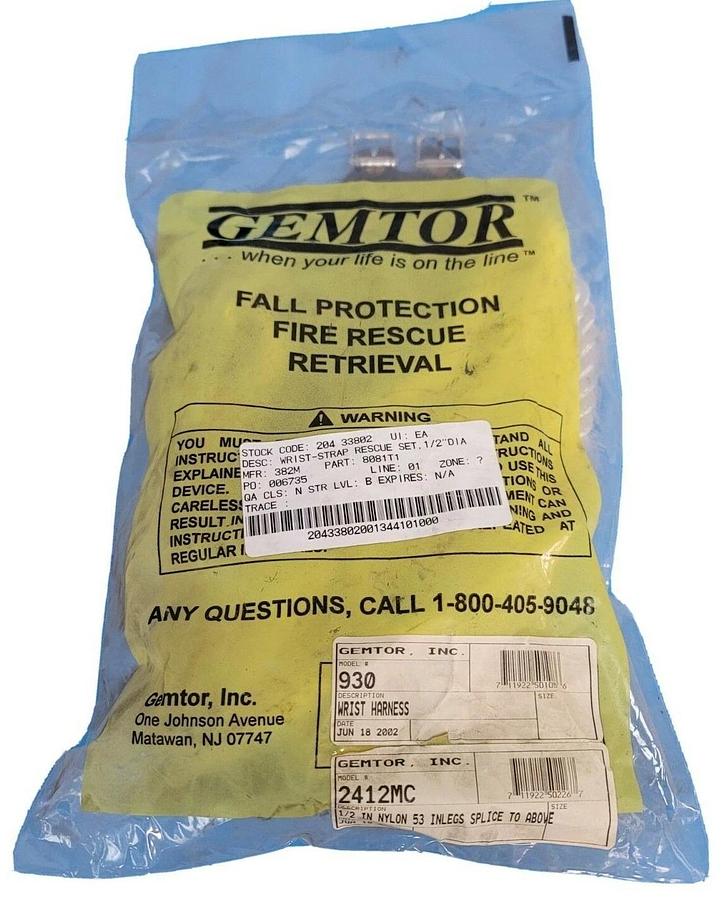 Used NEW GEMTOR INC. MODEL # 930 WRIST HARNESS 1/2'' NYLON 53