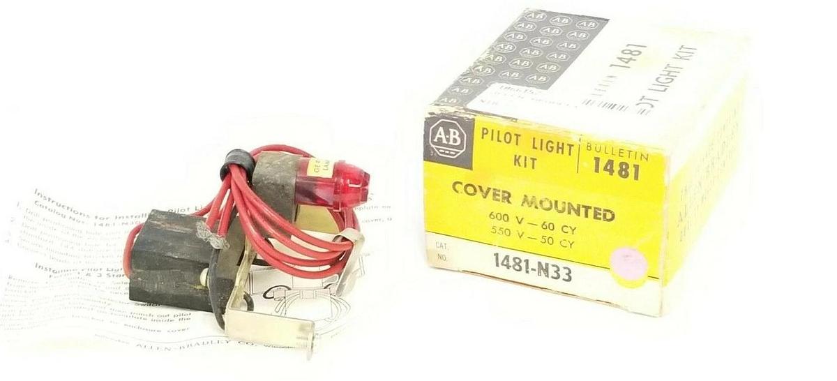 Used NIB ALLEN BRADLEY 1481-N33 COVER MOUNTED PILOT LIGHT KIT 600V-60CY