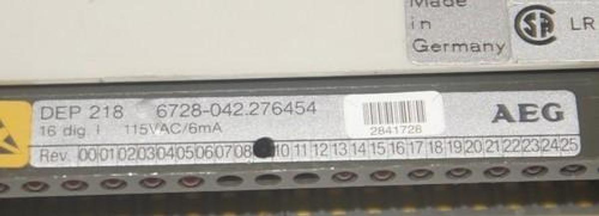 Used AEG MODICON DEP2186728-042.276454 INPUT MODULE 16 DIG, 115 VAC, 6 MA