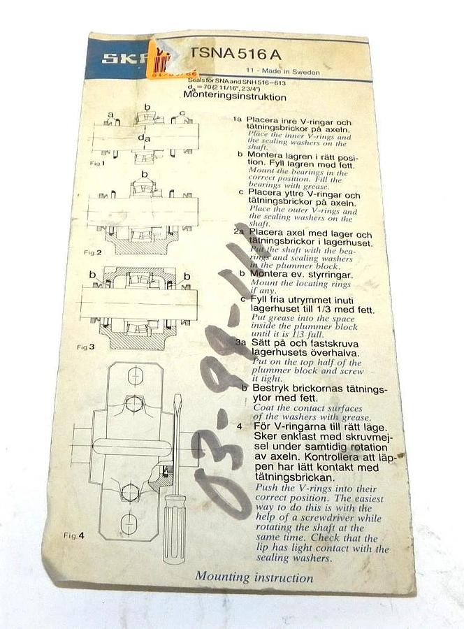 Used NEW SKF TSNA516A SEALING RING REPLACEMENT KIT TSNA 516 A