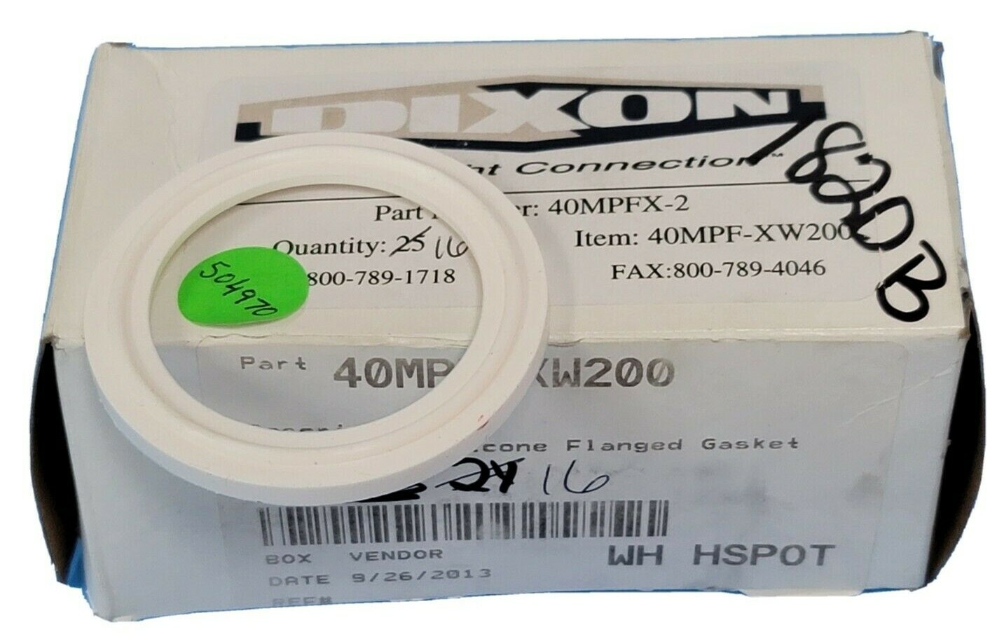 BOX OF 16 NEW DIXON 40MPF-XW200 2'' WHITE SILICONE FLANGED GASKETS