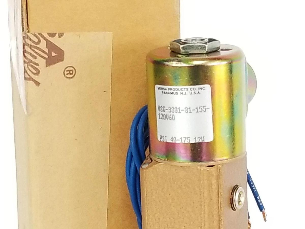 Used NIB VERSA VALVES VSG-3331-31-155-120V60 THREE-WAY VALVE 043432