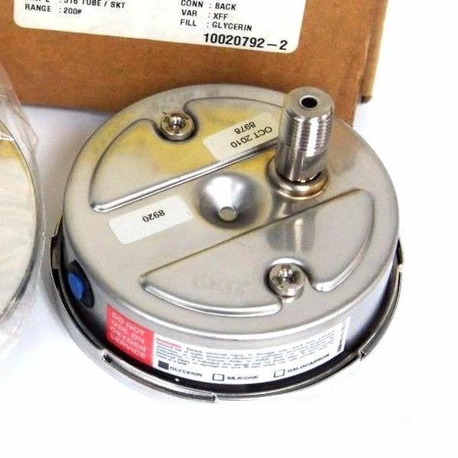 NIB ASHCROFT 35-1009-SWL-02B-200#-XFF GLYCERIN PRESSURE GAUGE 0-200PSI 3 1/2"
