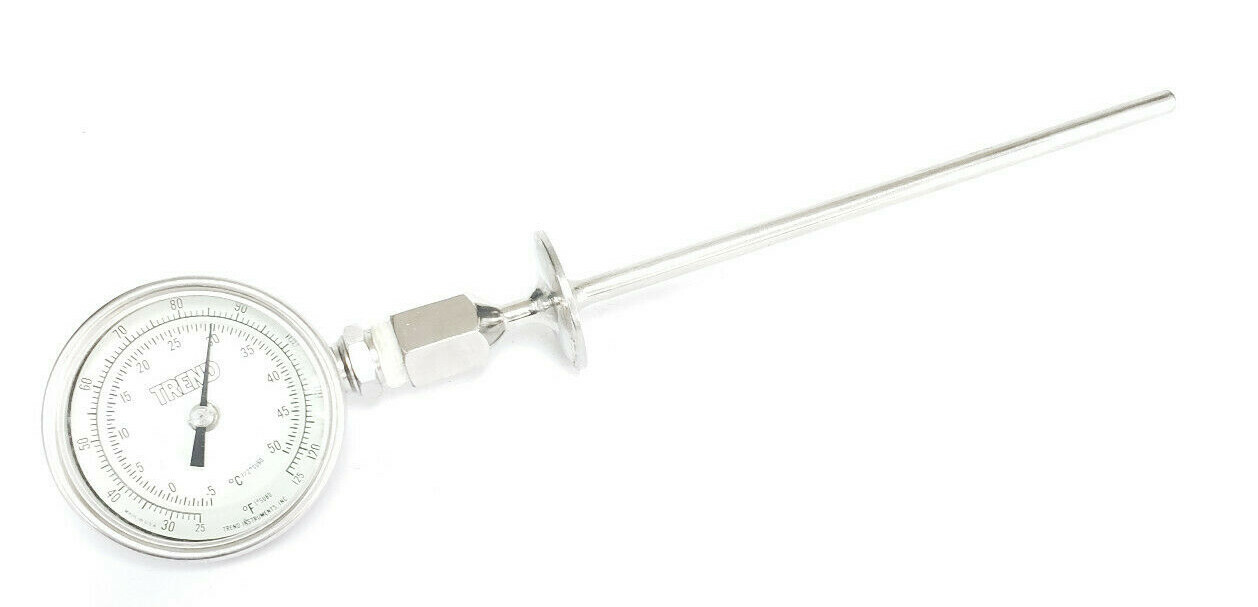 Used TREND INSTRUMENTS 25 TO 125 DEG F / -5 TO 50 DEG C THERMOMETER, 9-1/2" STEM