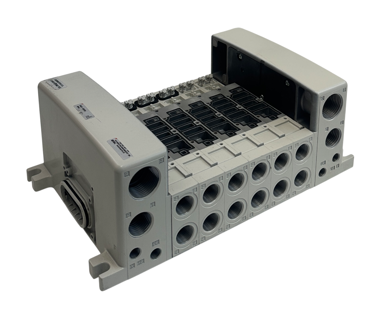 Used SMC VVSQC41-0603FSD0 / VVSQC410603FSD0 PNEUMATIC VALVE MANIFOLD BASE 6-SLOT NSNP