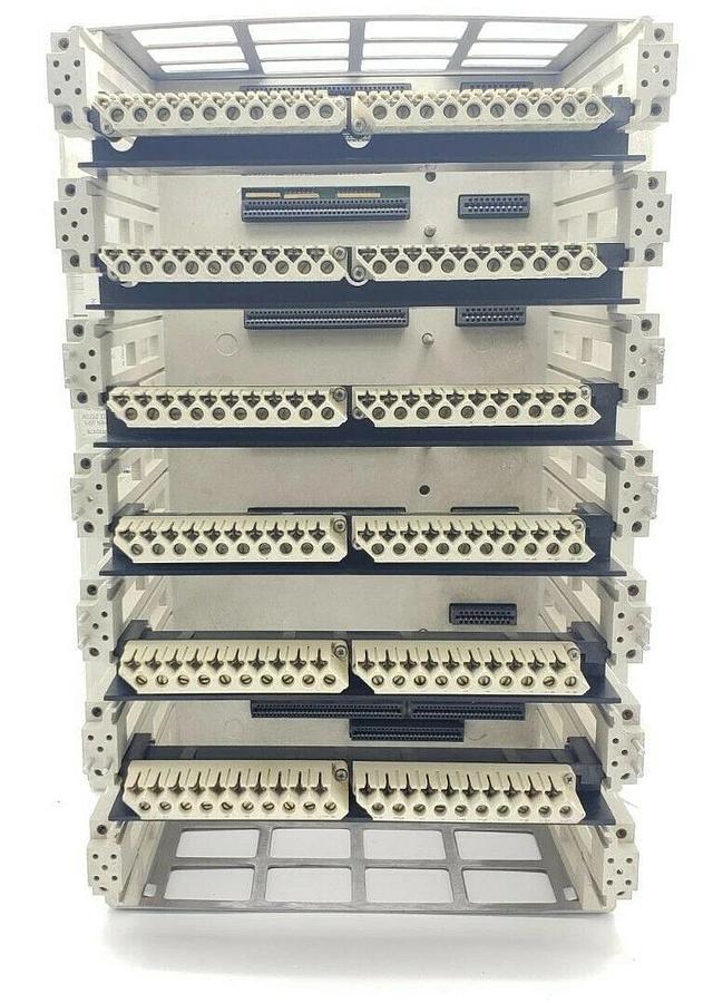 Used MODICON AS-9534-002 984 SERIES 7-SLOT CHASSIS RACK AS-H819-209 W/ WIRING ARMS