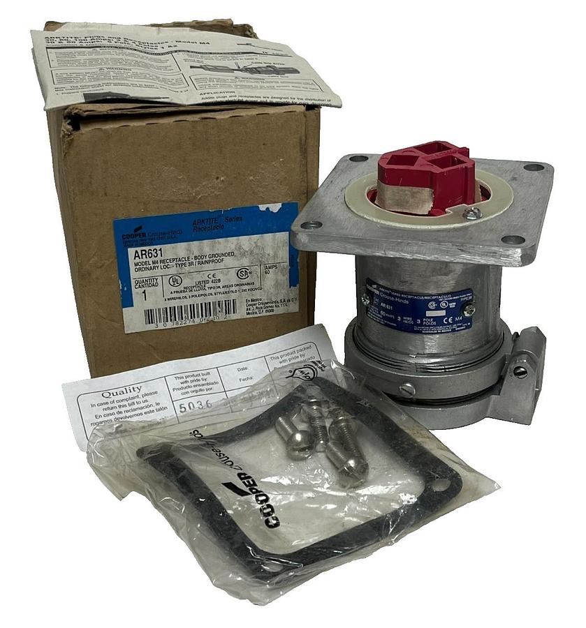 COOPER Crouse-Hinds AR631 Arktite Receptacle | 60A 3P 4W | 600VAC | NSMP
