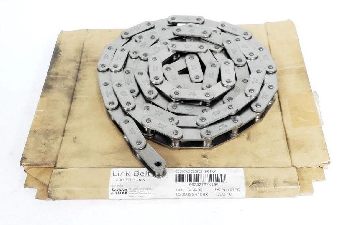 NEW REXNORD C2050SS RIV LINK-BELT ROLLER CHAIN C2050SSR10B ~7FT (~87.5 INCHES)