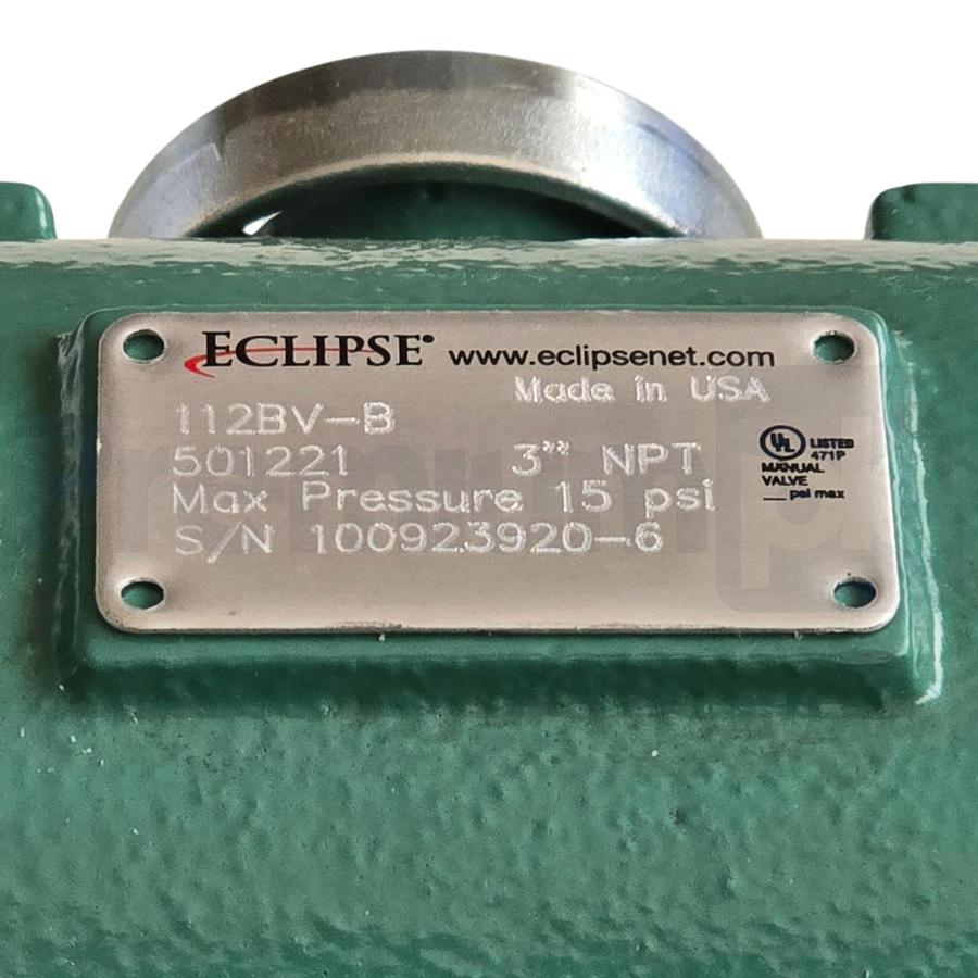 Used Honeywell Eclipse 112BV-B 3" NPT Full Port Manual Control Butterfly Valve 501221