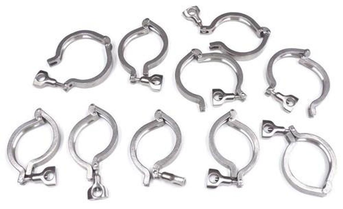 Used LOT OF 10 TRI-CLOVER 13MHHM 3'' S.S. CLAMPS 13MHHM