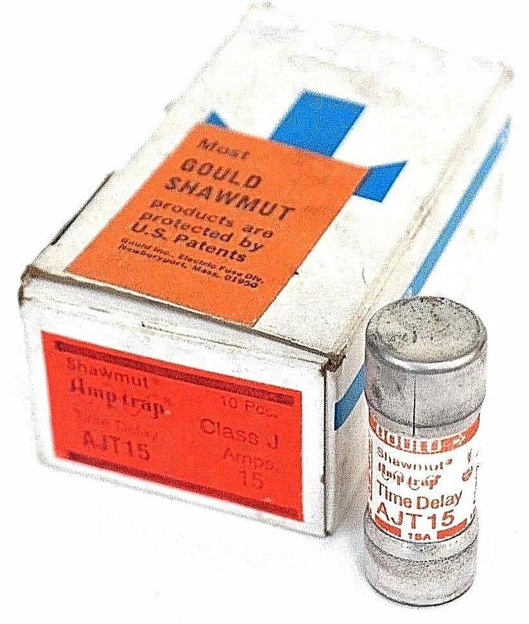 NEW GOULD SHAWMUT AJT15 AMP-TRAP TIME DELAY FUSE CLASS J 15AMPS - BOX OF 8