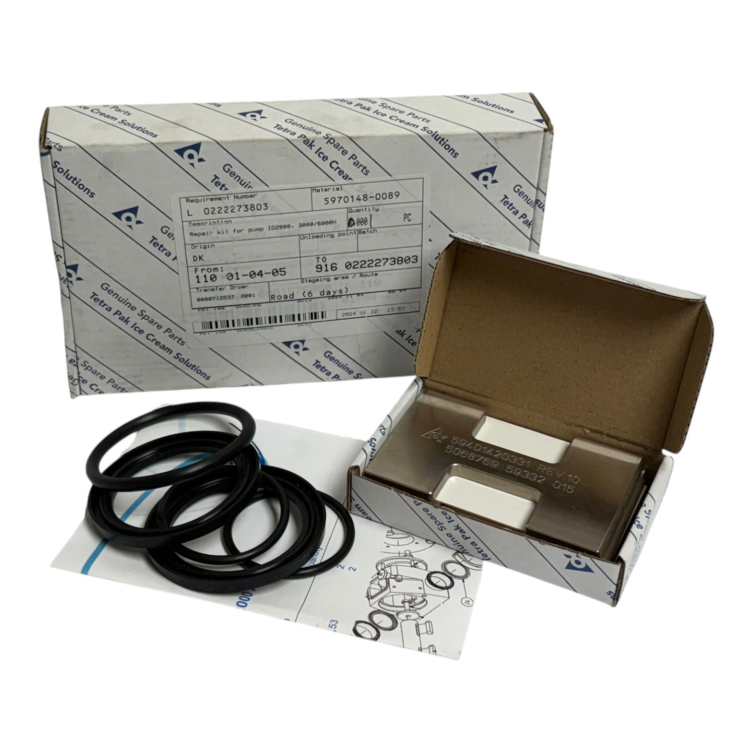 Used Tetra Pak ID2000 Pump Repair Kit 5970148-0089 with 3 Stamped Scraper Blades