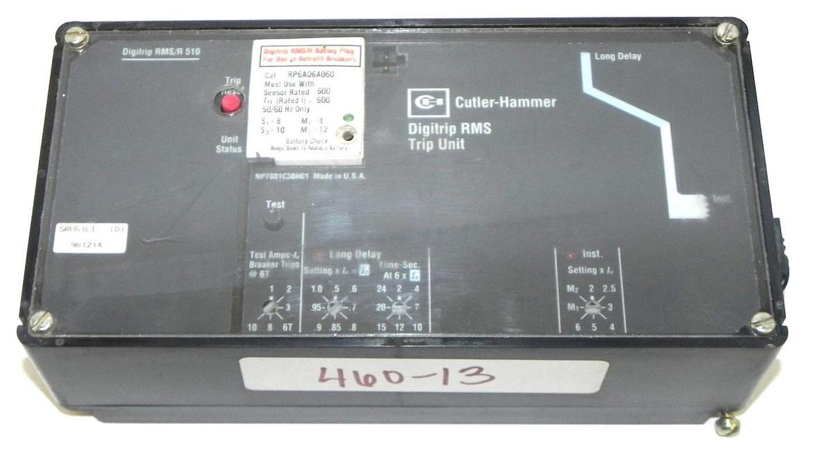 Used CUTLER-HAMMER DIGITRIP RMS/R 510 DIGITRIP RMS TRIP UNIT 7801C36G01, RP6A06A060
