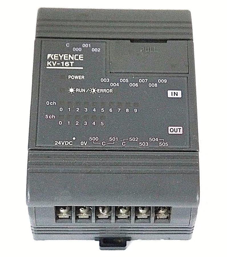 Used KEYENCE KV-16T PLC I/O MODULE W/ KV-8ER EXPANSION MODULE KV16T KV8ER