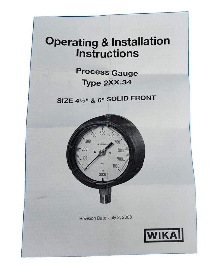 NEW WIKA 233.34 4.5'' / 2333445 PRESSURE GAUGE 60PSI 1/2''NPT 9834006