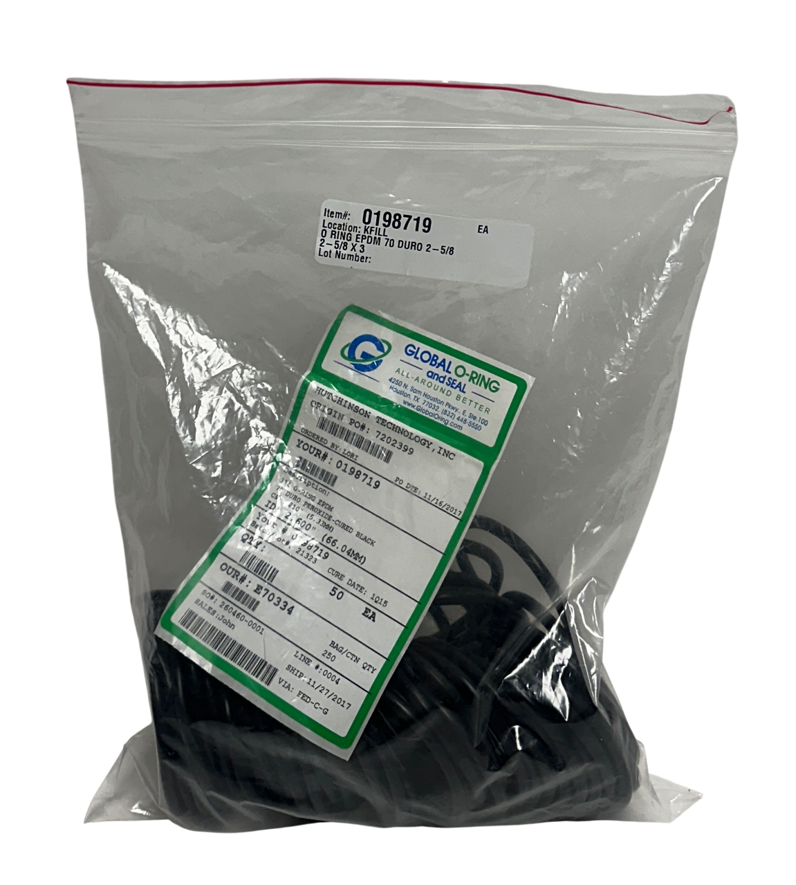 Used 50 GLOBAL O-RING AND SEAL E70334 O-RINGS DURO 70 BLACK 2.60'' ID (66.04mm) NSMP