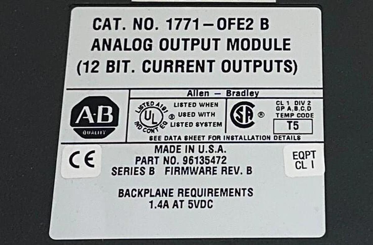 Used 2 ALLEN BRADLEY 1771-OFE2 /B PLC-5 ANALOG OUTPUT MODULES 4-PT 5VDC USNP