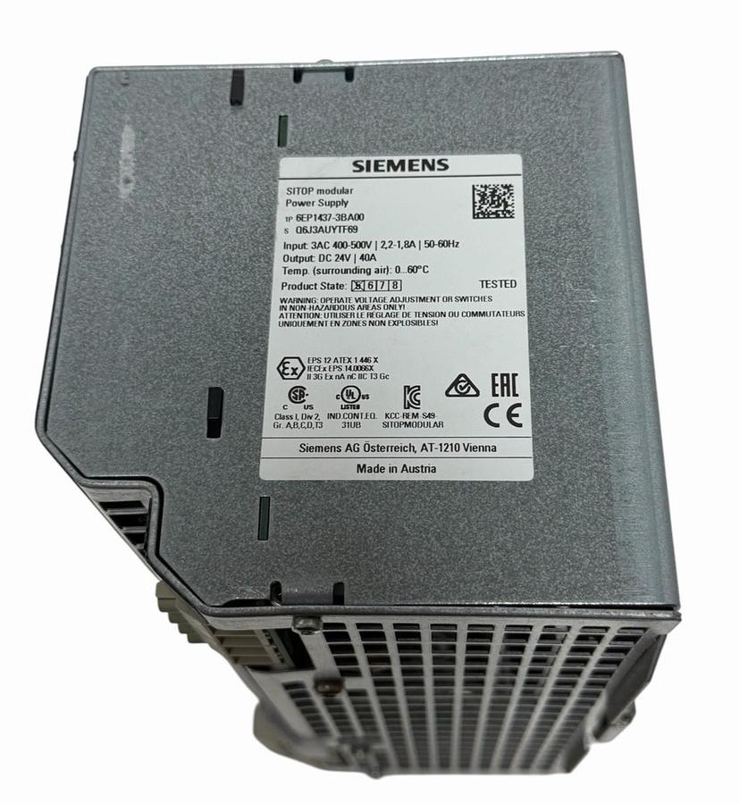 Used SIEMENS 6EP1437-3BA00 SITOP Modular 24V / 40A Power Supply 6EP14373BA00