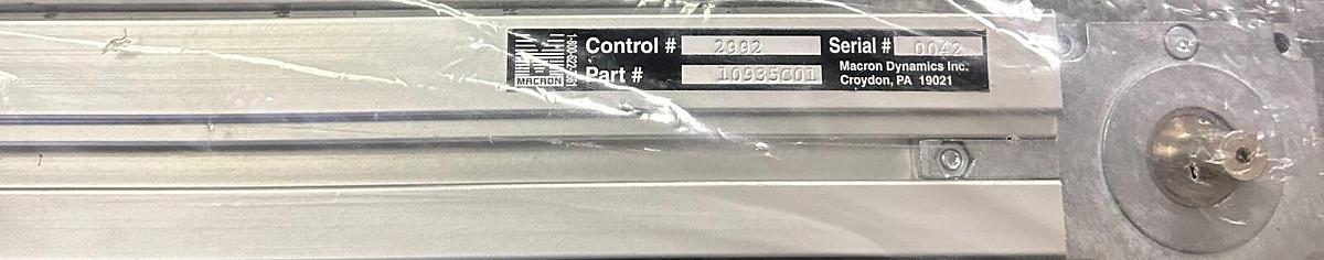 Used NEW MACRON DYNAMICS 10935C01 / 2992 LINEAR SLIDE RAIL VPPD NBC LEFT 54'' TOTAL