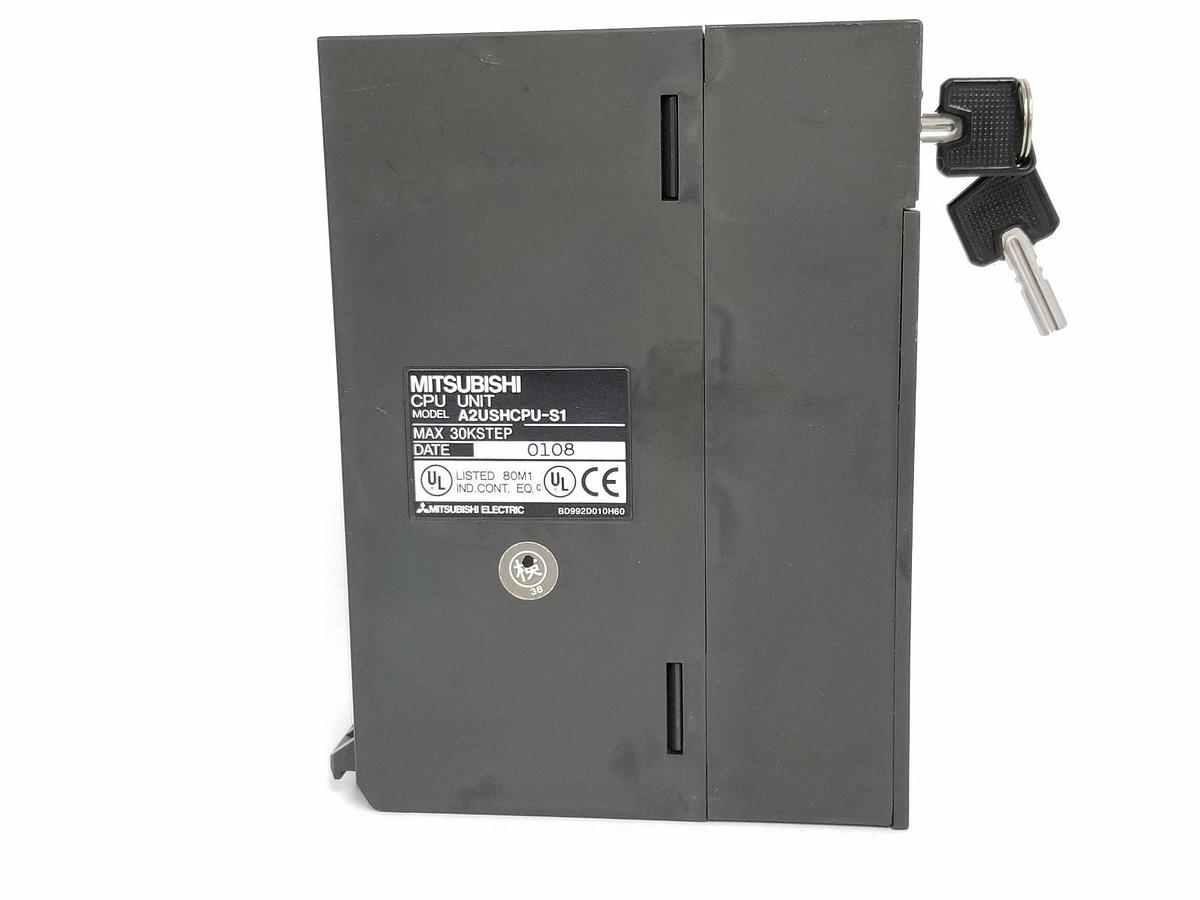 Used MITSUBISHI MELSEC A2USHCPU-S1 CPU UNIT A2USHCPUS1, MAX 30KSTEP W/ KEYS