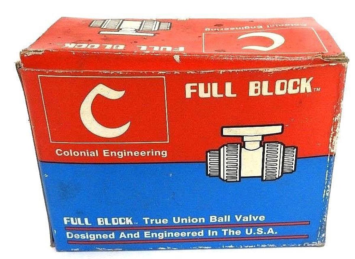 Used NIB COLONIAL ENGINEERING V08102N FULL BLOCK TRUE UNION BALL VALVE
