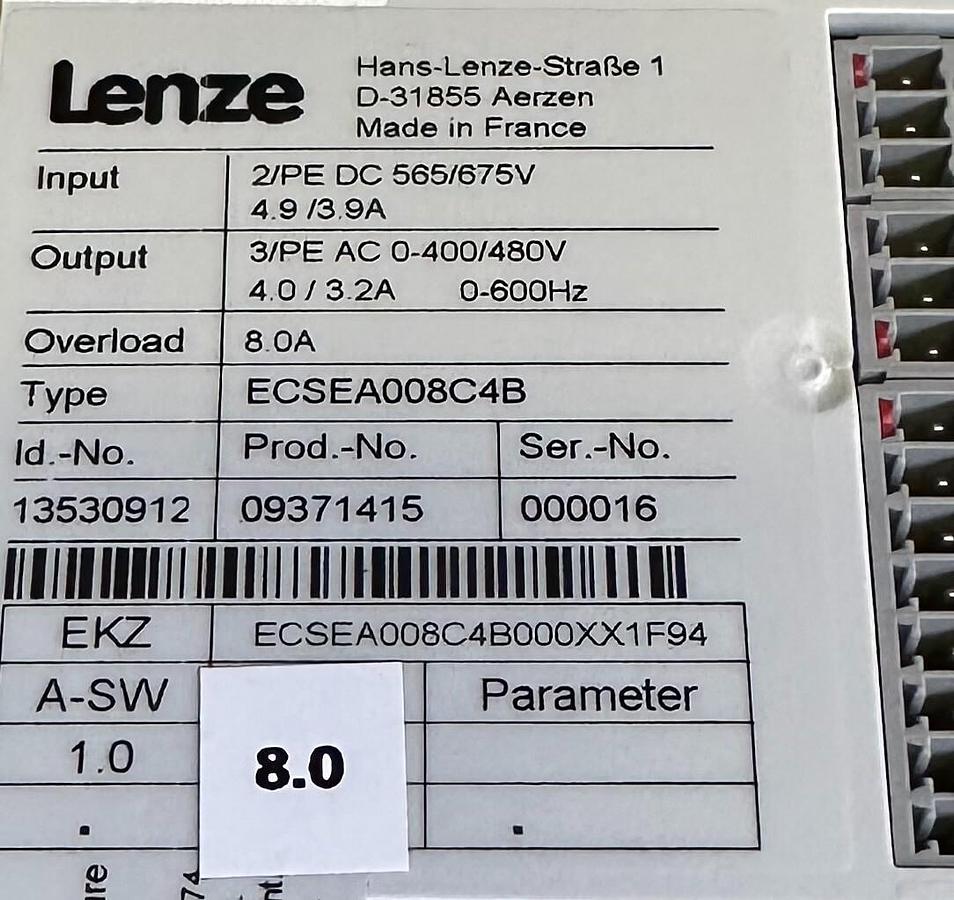 Used NEW LENZE ECSEA008C4B ECS SERVO AXIS MODULE 8A 13530912 ECSEA008C4B000XX1F94