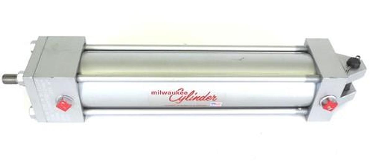 Used NEW MILWAUKEE PNUEMATIC CYLINDER B-12959, 2" BORE 8" STROKE 250PSI, SWIVEL MOUNT