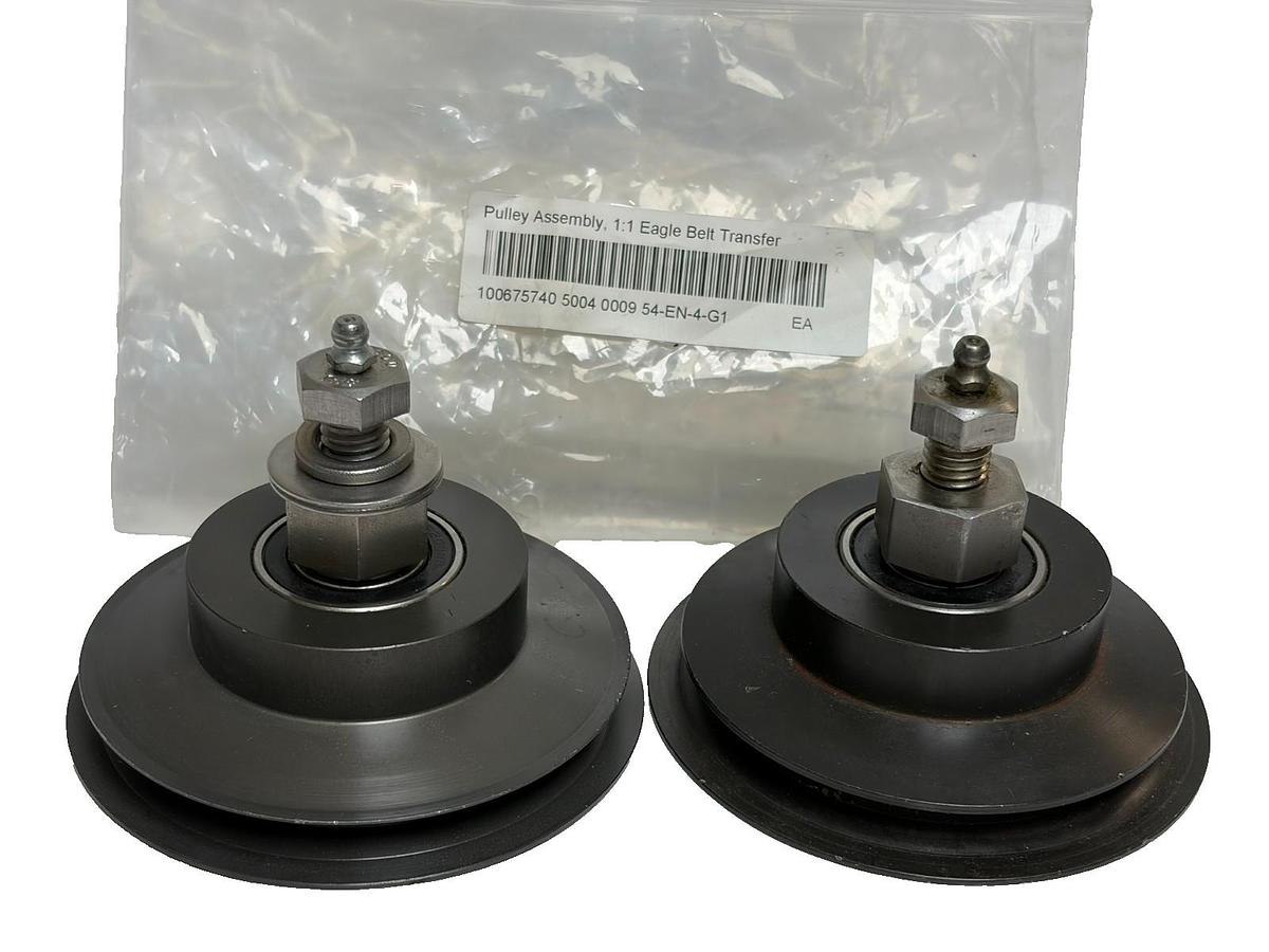 Lot of 2 Eagle Belt Transfer Pulley Assembly 1:1 V-Belt Idler with Grease Zerk