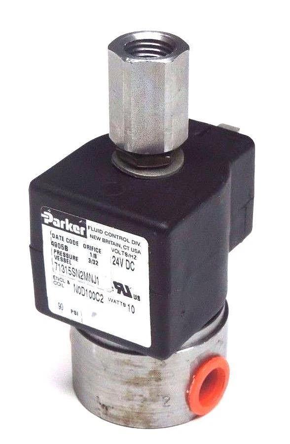 Used PARKER 71315SN2MNJ1 SOLENOID VALVE 1-1/4" NPT 10WATT, 24VDC, 90PSI