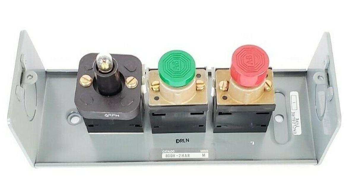 Used NEW ALLEN BRADLEY 800H-2HAR PUSHBUTTON STATION ASSEMBLY SER. M