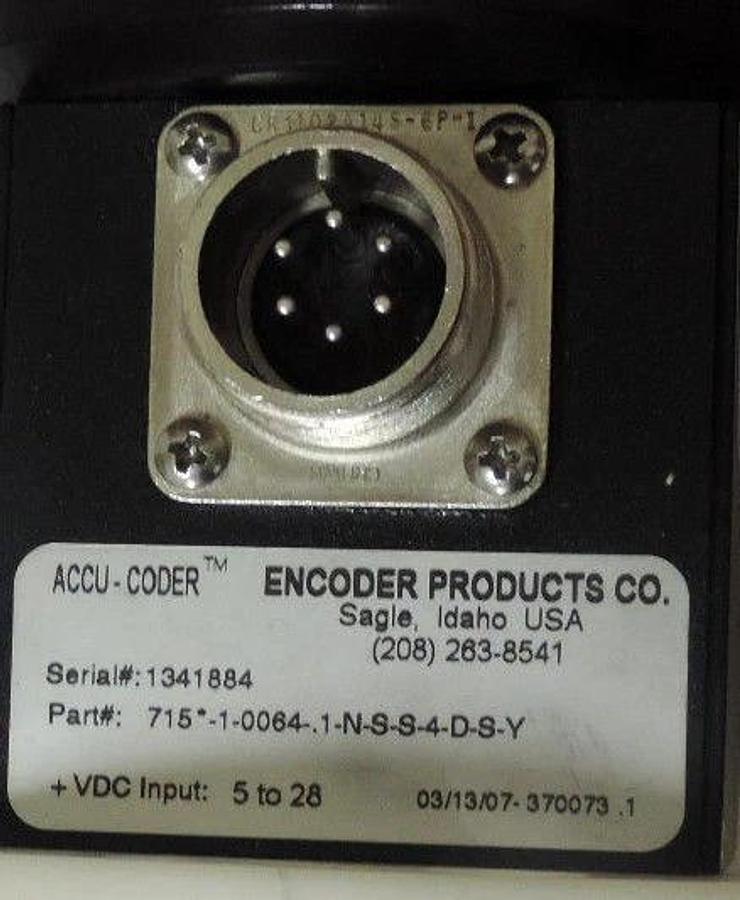 Used ACCU-CODER INCREMENTAL SHAFT ENCODER 715-1-0064-1-N-S-S-4-D-S-Y, 5-28 VDC INPUT