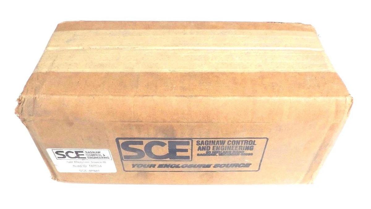 Used NIB SCE SCE-4PBAI PUSH BUTTON ENCLOSURE 4 HOLE, NEMA 12, 3.5''X10''X4.84'' 4PBAI
