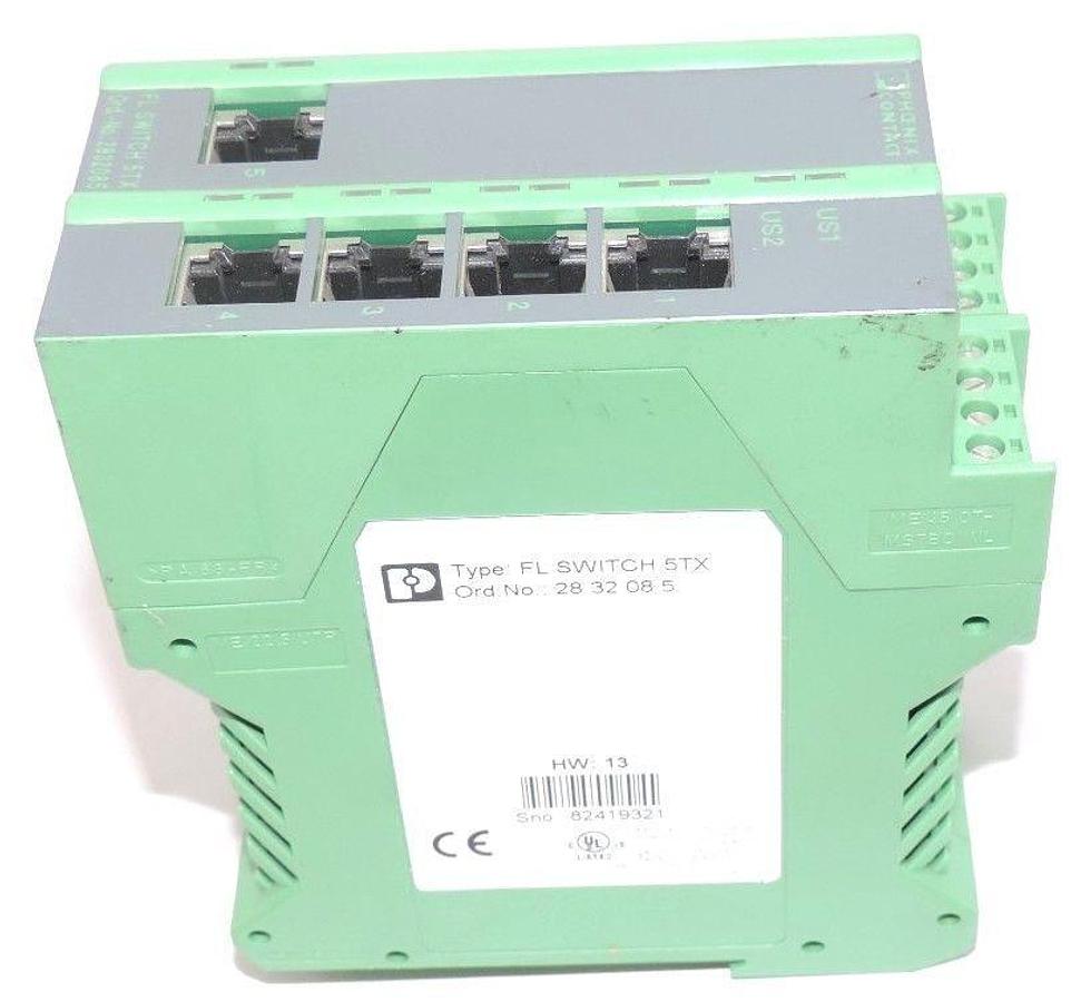 Used PHOENIX CONTACT FL SWITCH 5TX ORD. NO. 2832085 HW: 13