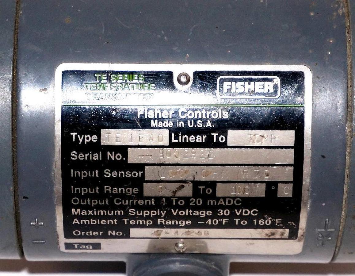 Used FISHER CONTROLS TE1240 TEMPERATURE TRANSMITTER 0-100 DEG. CELSIUS
