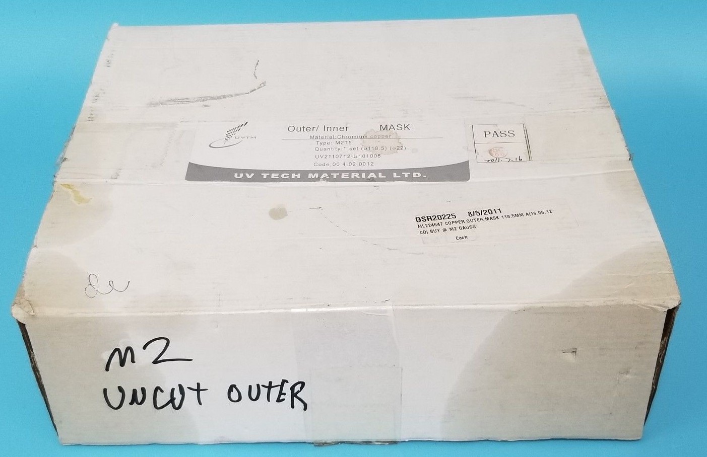Used UV TECH MATERIAL UV2110712-U101008 COPPER OUTER MASK M2T5 118.5MM