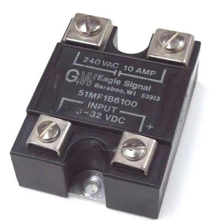 Used EAGLE SIGNAL 51MF1B6100 SOLID-STATE RELAY IN 3-32 VDC OUT 240VAC/10AMP