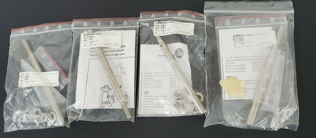 LOT OF 4 NEW EFECTOR E21081 SYSTEM COMPONENT SHAFT MOUNTING RODS