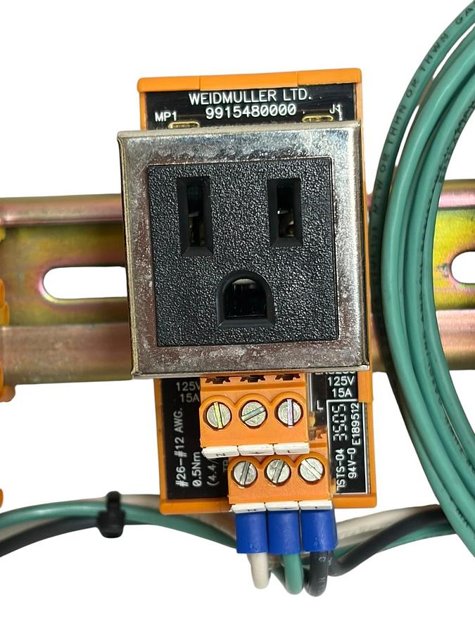 Weidmuller DIN Rail AC Power Outlet Strip 120V 15A 9915480000 9915490000