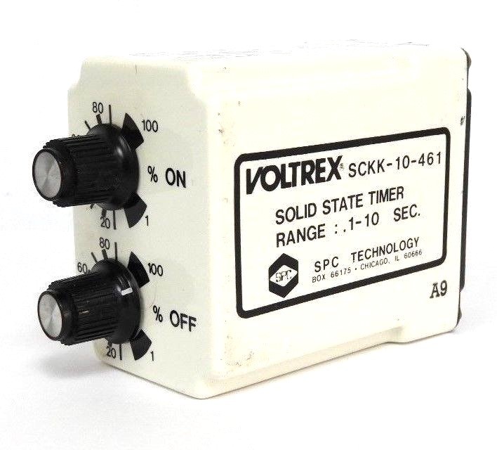 Used SPC TECHNOLOGY VOLTREX SCKK-10-461 SOLID STATE TIMER .1-10 SEC. SCKK10461