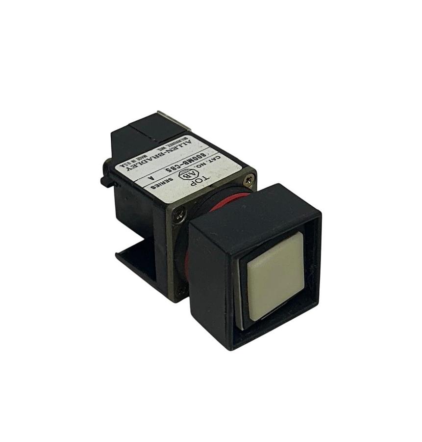 Used ALLEN BRADLEY 800MB-CB5A /A NON-ILLUMINATED PUSHBUTTON EXTENDED HEAD WHITE NSMP